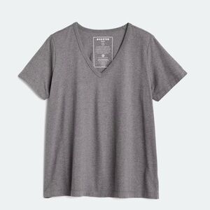 Mohnton Made Relaxed V Neck Short Sleeve Tee Grey Size 2X‎